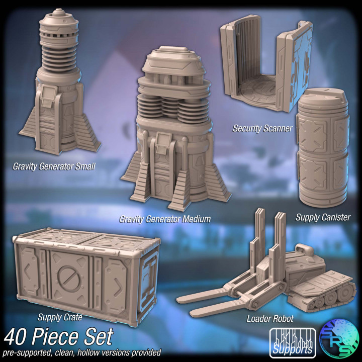 3D Printable Spaceport Terrain Set by SRS Studios