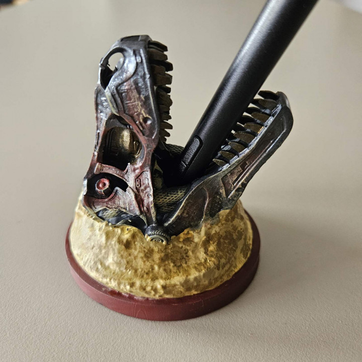 Tyrannosaurus mecha-robot pen holder pre-supported image