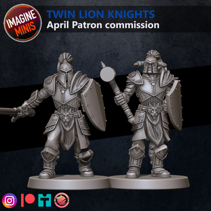 3D Printable Loyalty Reward 03 Months - Twin Lion Knights by Imagine Minis