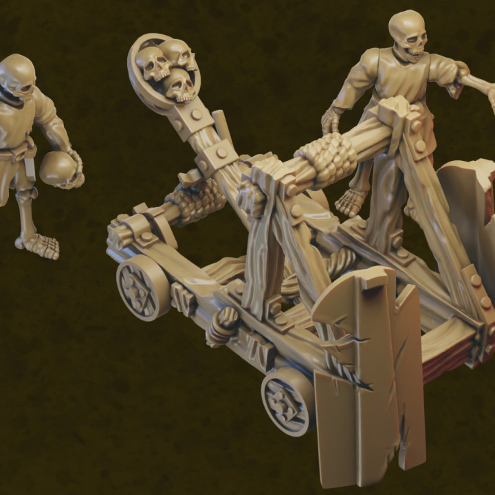 Undead Catapult miniature (32mm, modular)