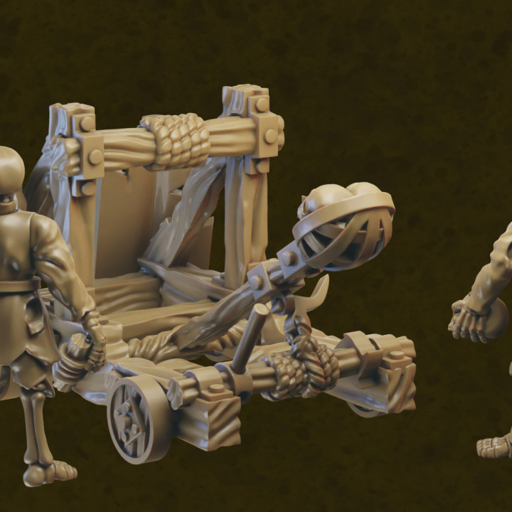 3D Printable Undead Catapult miniature (32mm, modular) by Juhász Gergely