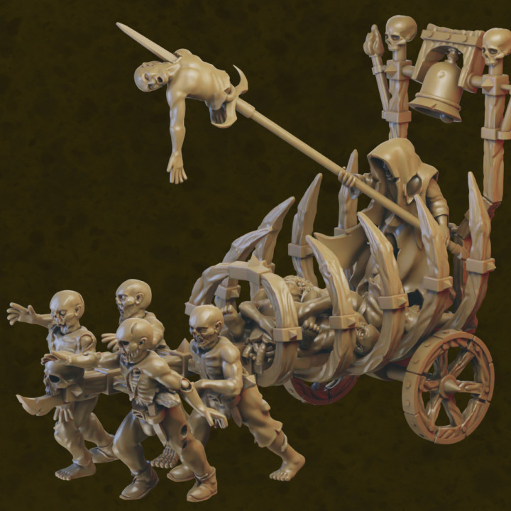 Corpse Cart miniature (32mm, modular)