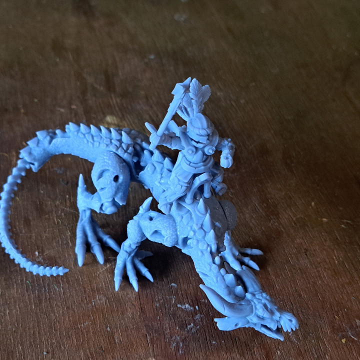 Revenant King on Undead Dragon miniature (32mm, modular) image