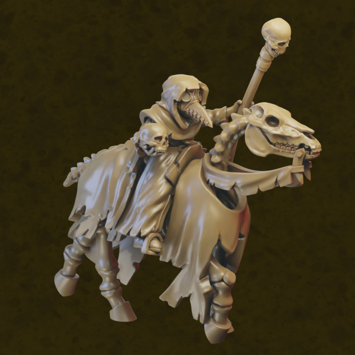 Necromancer on horse miniature (32mm, modular)