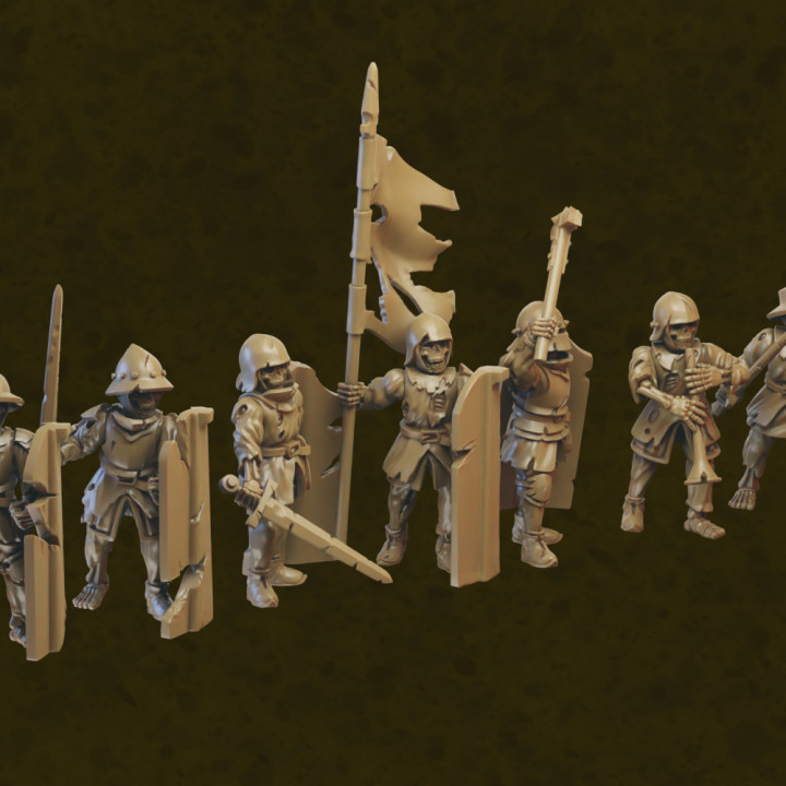 Skeleton Infantry miniatures (32mm, modular)