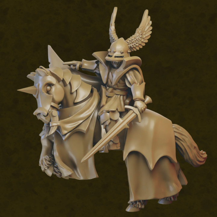 Vampire on horse miniature (32mm, modular)