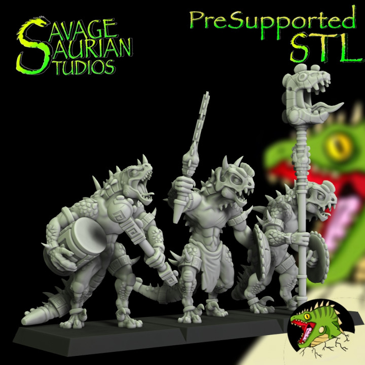 Iguanisaur Warriors Command Group - Lizardmen image