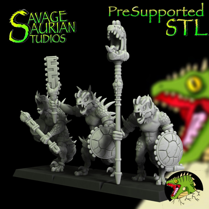 Iguanisaur Warriors Command Group - Lizardmen image