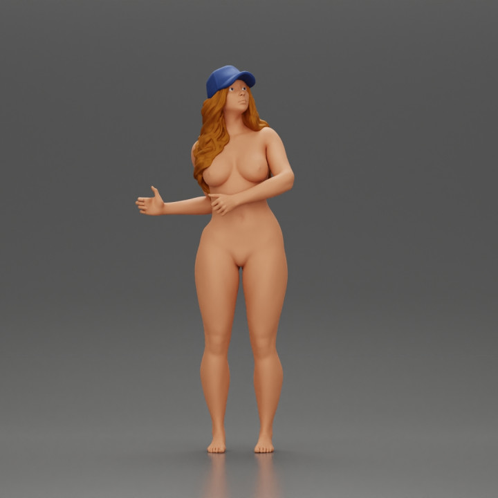 Naked girl standing in cap image