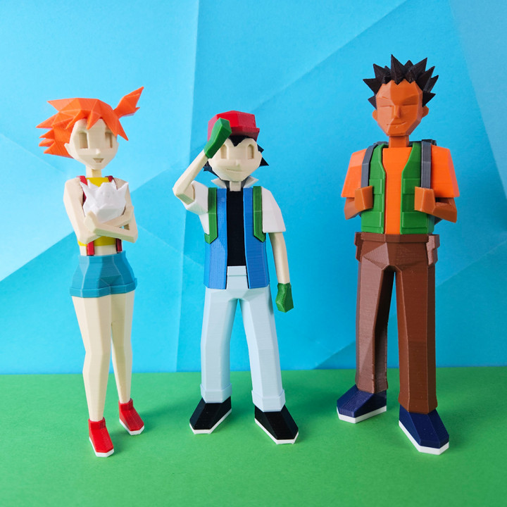 Low Poly Ash, Misty and Brock from Pokemon! image