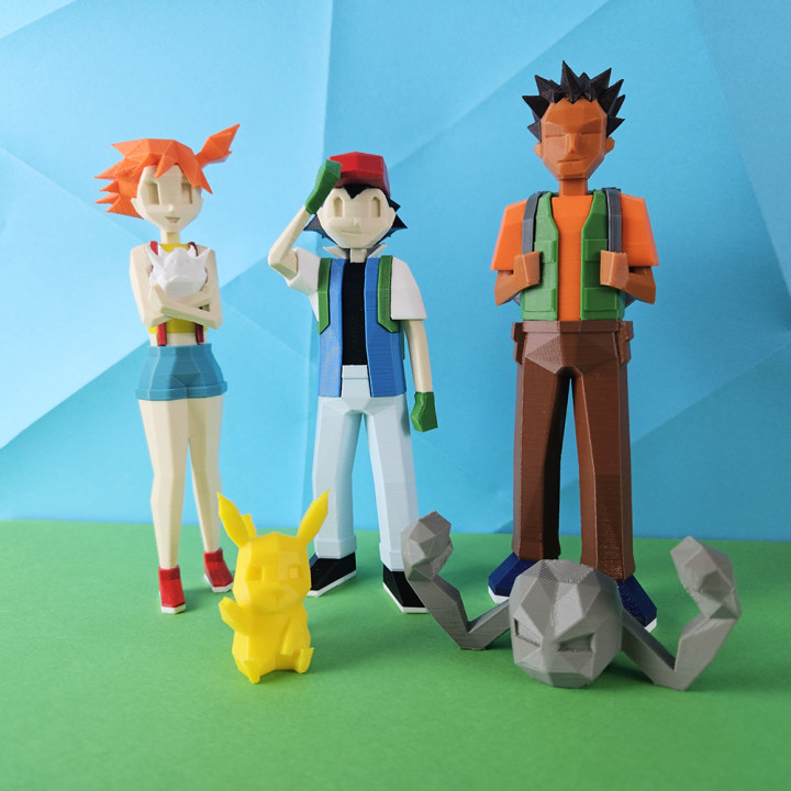 Low Poly Ash, Misty and Brock from Pokemon! image