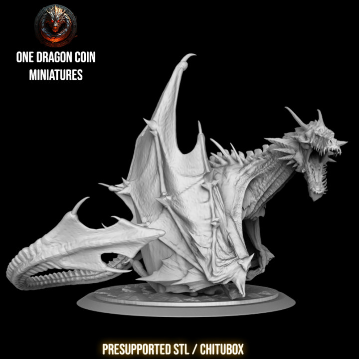 3D Printable Malevonth, the Destroyer Dragon by One Dragon Coin Miniatures