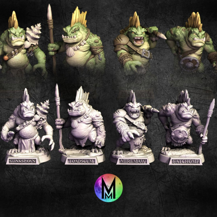 Sahaugin / Grung / Bullywug / Muckfins - Set of Four Muckfins ( Great proxies for grung, bullywugs, or sahuagin  )