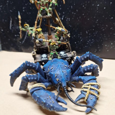 Picture of print of Mounted Coast Goblins on Giant Crab - Highlands Miniatures