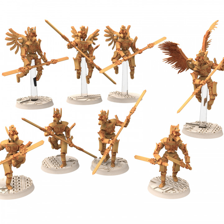 Cinan - Anubis - Akhet - Tjehenet : Assault, Battle Drone, space robot guardians of the Necropolis, modular posable miniatures