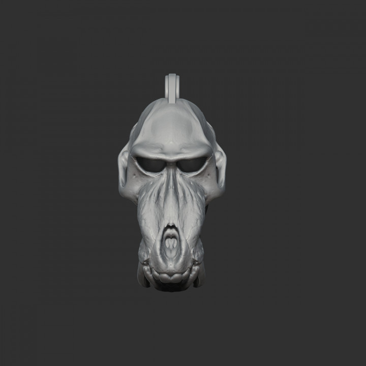 Key chain, baboon skull image