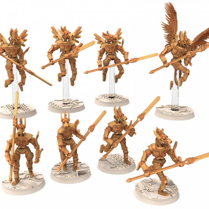 Cinan - Anubis - Akhet - Zat: Assault, Battle Drone, space robot guardians of the Necropolis, modular posable miniatures