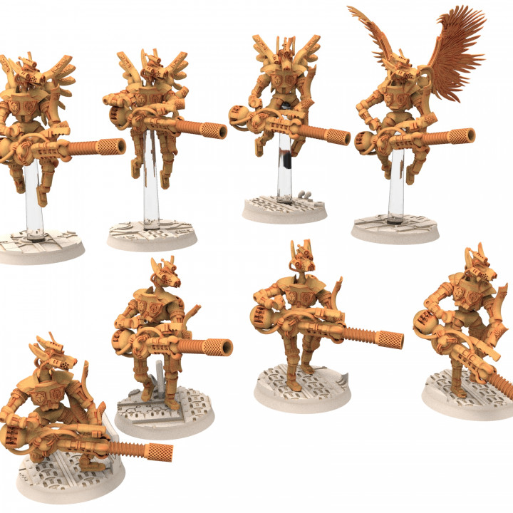 Cinan - Anubis - Chemou - Khekerou : Support, Battle Drone, space robot guardians of the Necropolis, modular posable miniatures