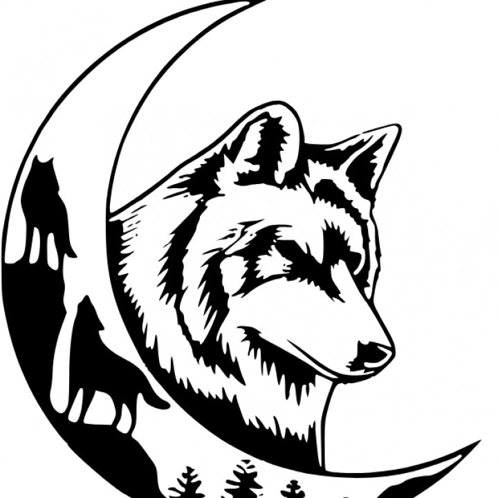 Wolf moon and wall decor image
