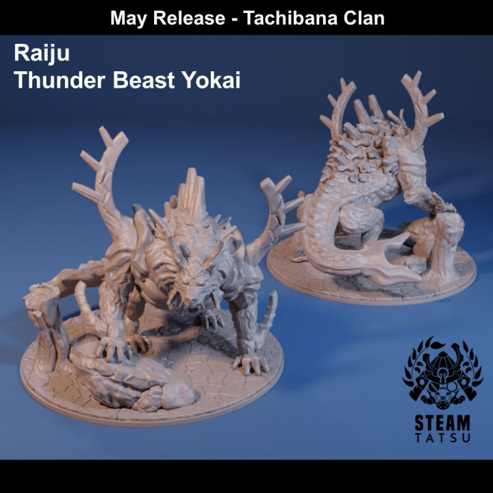 3D Printable Raiju -Thunder Beast Yokai by Steam Tatsu