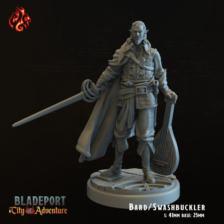 3D Printable Bard - Swashbuckler by Crippled God Foundry