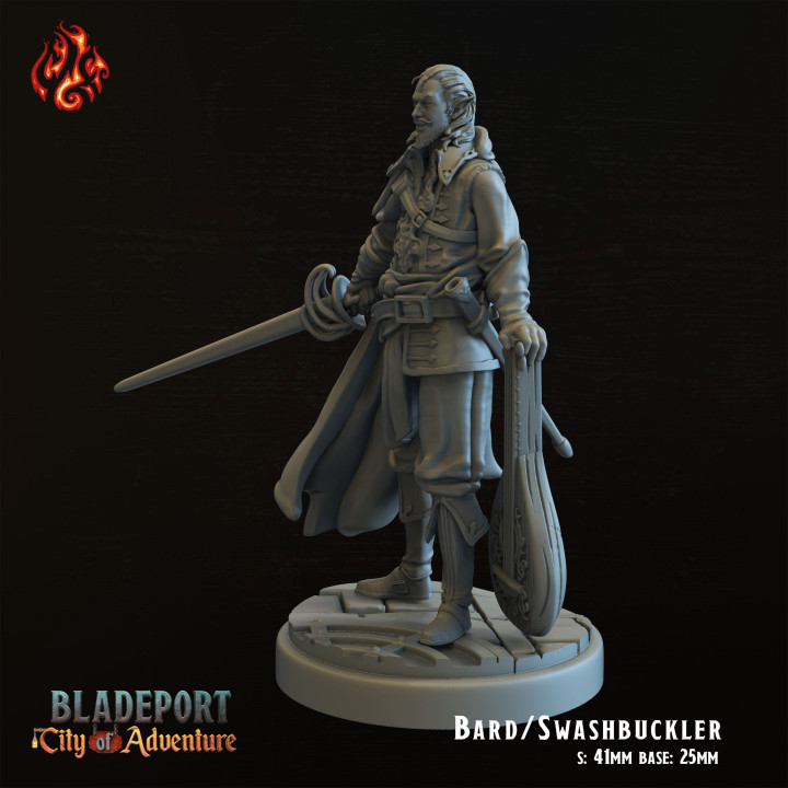 3D Printable Bard - Swashbuckler by Crippled God Foundry