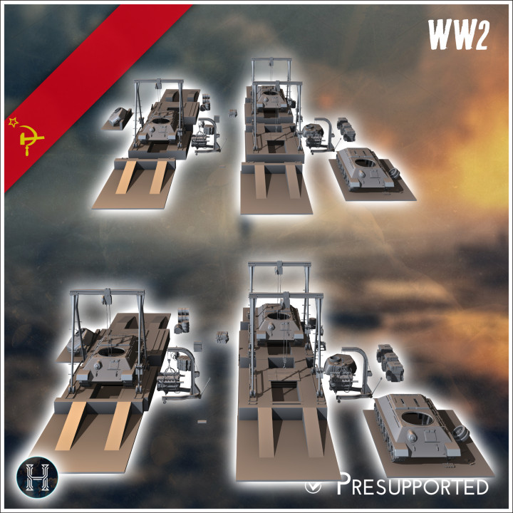 Assembly or repair lines of Soviet T-34 tanks with spare parts (3) - Soviet army WW2 Second World East front Ostfront RPG Mini Hobby image