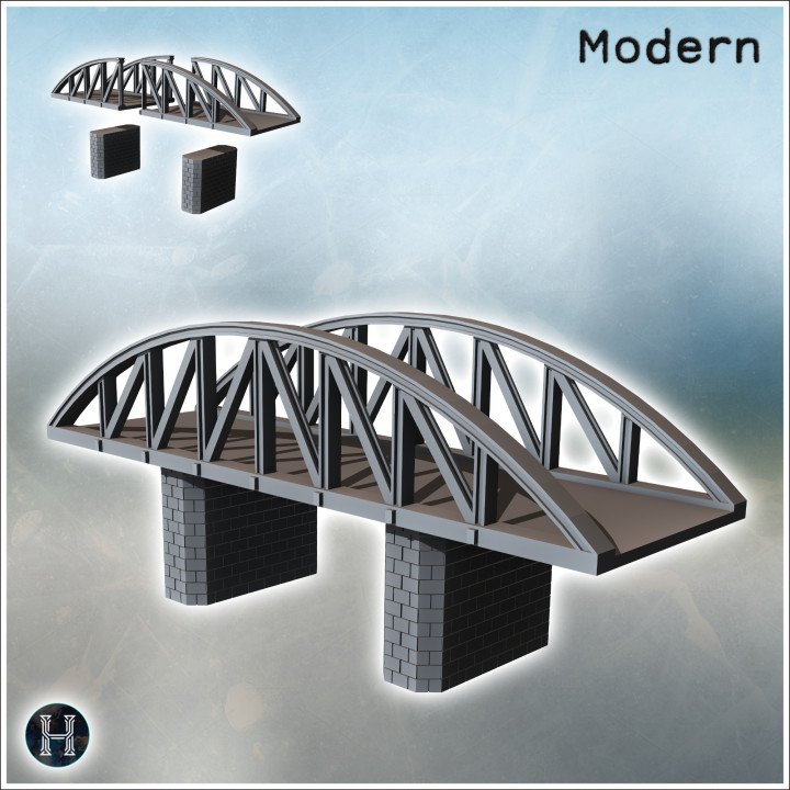 Suspension bridge in steel with double brick pillars (8) - Modern WW2 WW1 World War Diaroma Wargaming RPG Mini Hobby