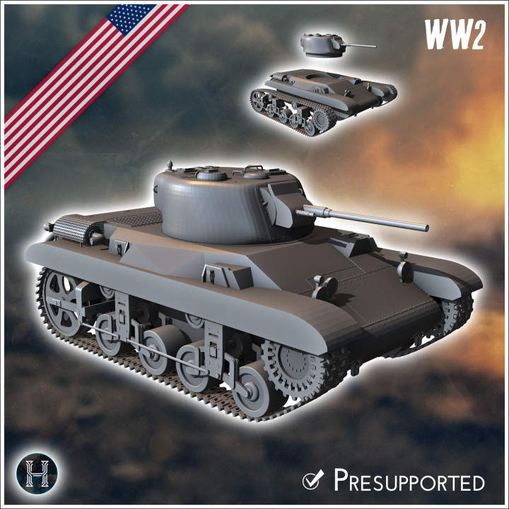 M22 Locust light airborne tank - USA US Army Western Front Normandy Africa Bulge WWII D-Day image