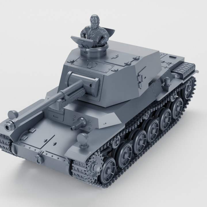 3D Printable Type 3 Medium Tank Chi-Nu + 2 Tankmen (Japan, WW2) by ...