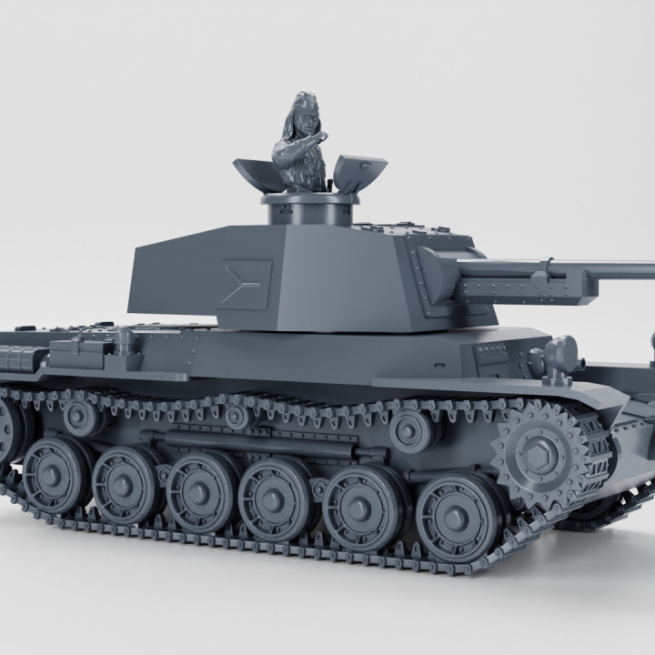 3D Printable Type 3 Medium Tank Chi-Nu + 2 Tankmen (Japan, WW2) by ...