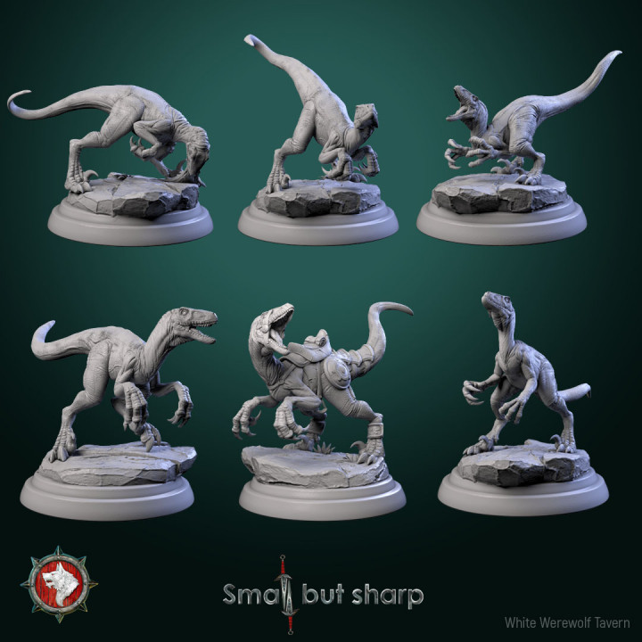 Halflings dino mount set 6 miniatures 32mm pre-supported