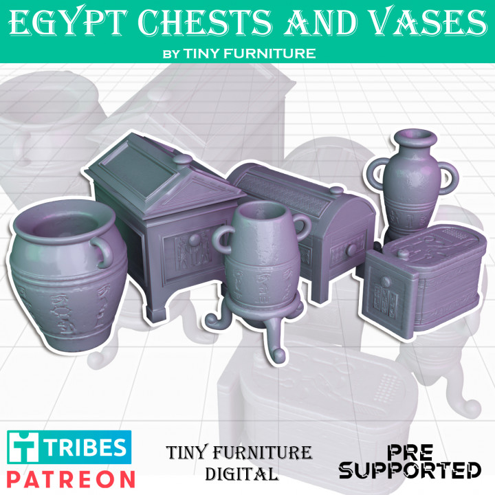 Egypt chests and vases