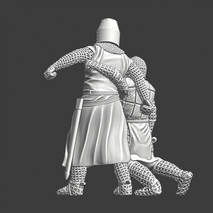 3D Printable Medieval knight helping wounded crusader brother by ...