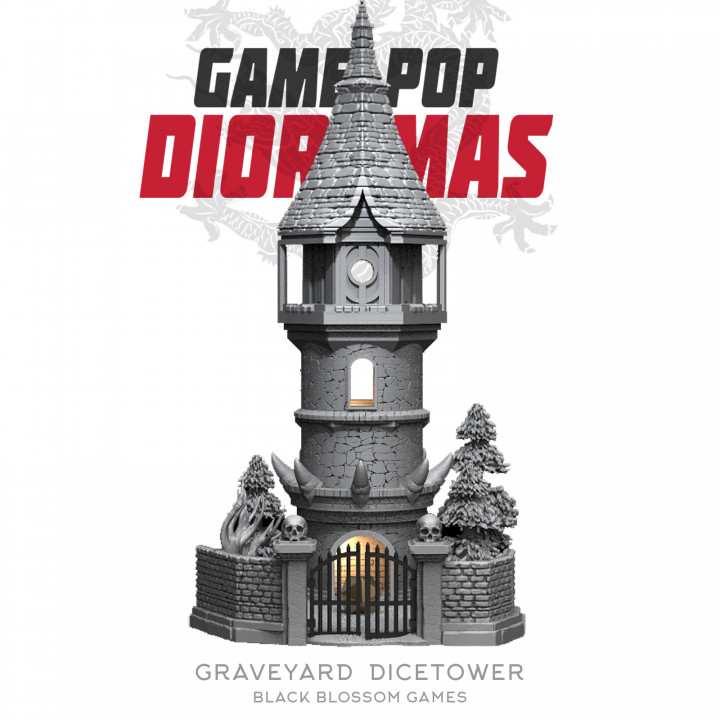 DRM019 Graveyard Dicetower :: Game Pop Dioramas :: Black Blossom Games image