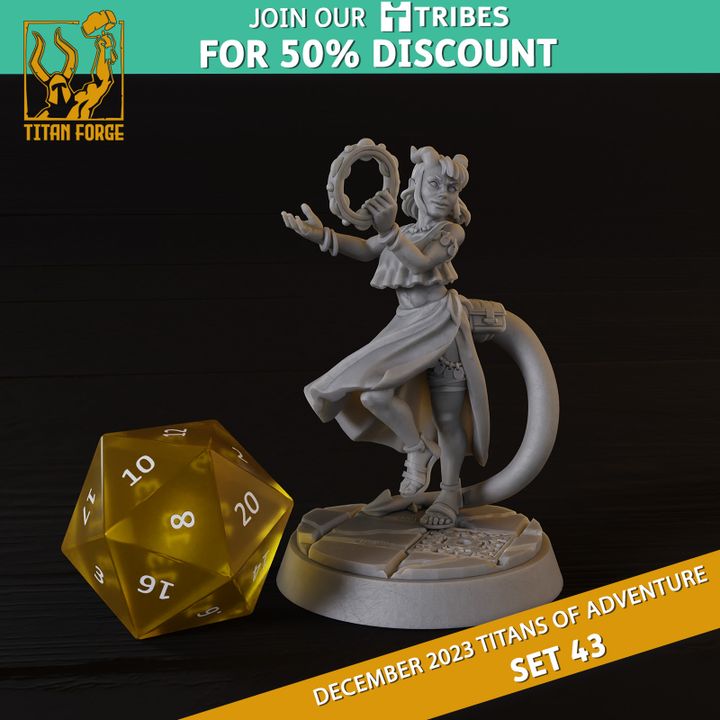 3d Printable Tiefling Female Bard - Rpg Hero Character D&d 5e - Titans 