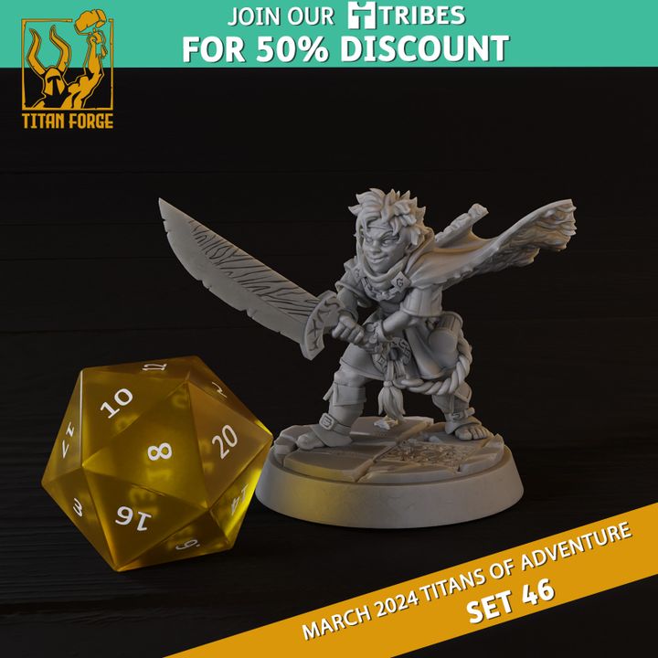 Halfling Male Fighter - RPG Hero Character D&D 5e - Titans of Adventure Set 46