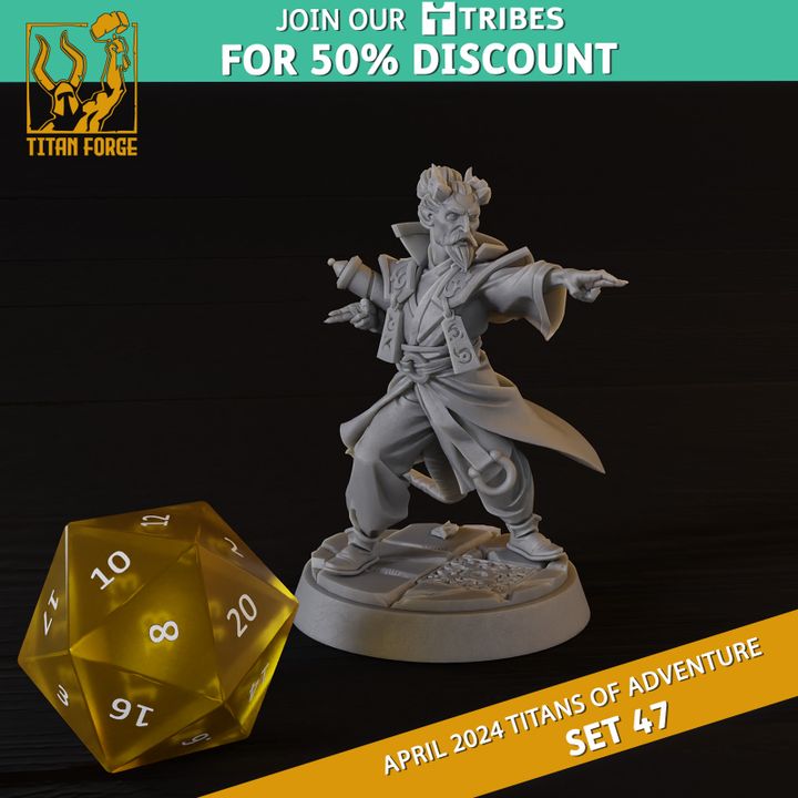 Tiefling Male Wizard - RPG Hero Character D&D 5e - Titans of Adventure Set 47 image