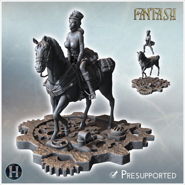 Sexy woman on steampunk horse with top hat and glasses (12) - NSFW Girl Sexy Collectible Hentai RPG Hot Miniatures Female Tabletop