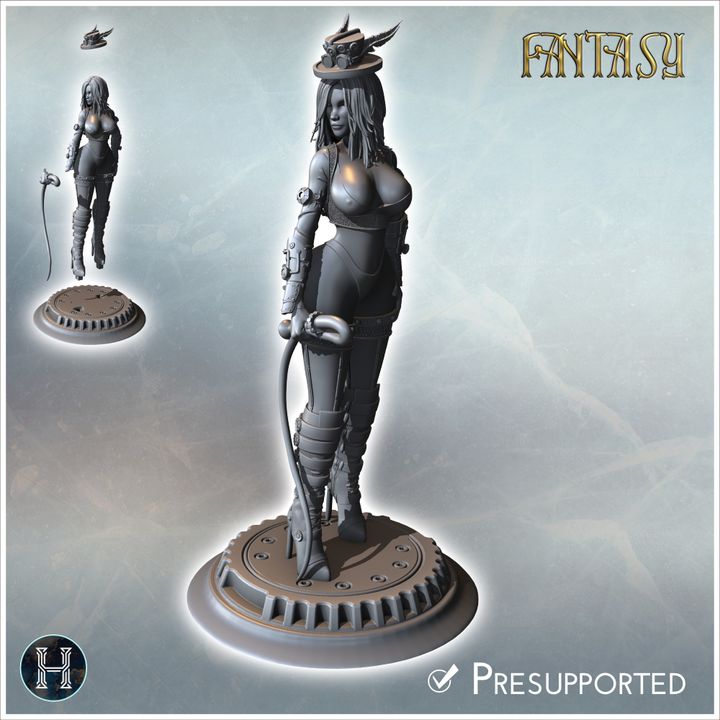 Sexy steampunk woman standing with hat, heels and whip (19) - NSFW Girl Sexy Collectible Hentai RPG Hot Miniatures Female Tabletop