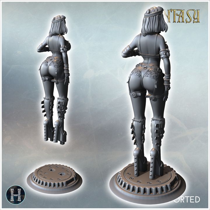 Sexy steampunk woman standing with high heels and bob (20) - NSFW Girl Sexy Collectible Hentai RPG Hot Miniatures Female Tabletop image