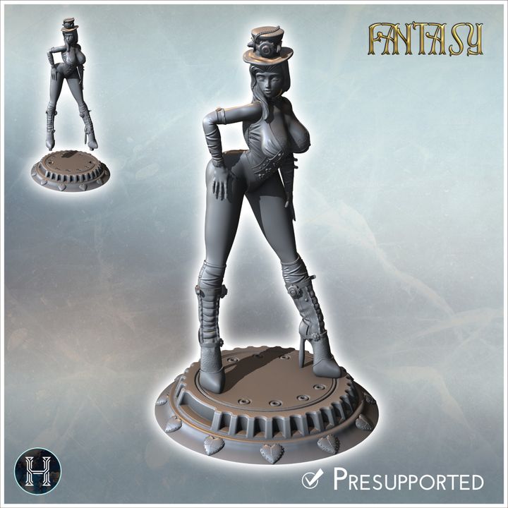 Sexy steampunk woman arched with top hat and heels (22) - NSFW Girl Sexy Collectible Hentai RPG Hot Miniatures Female Tabletop