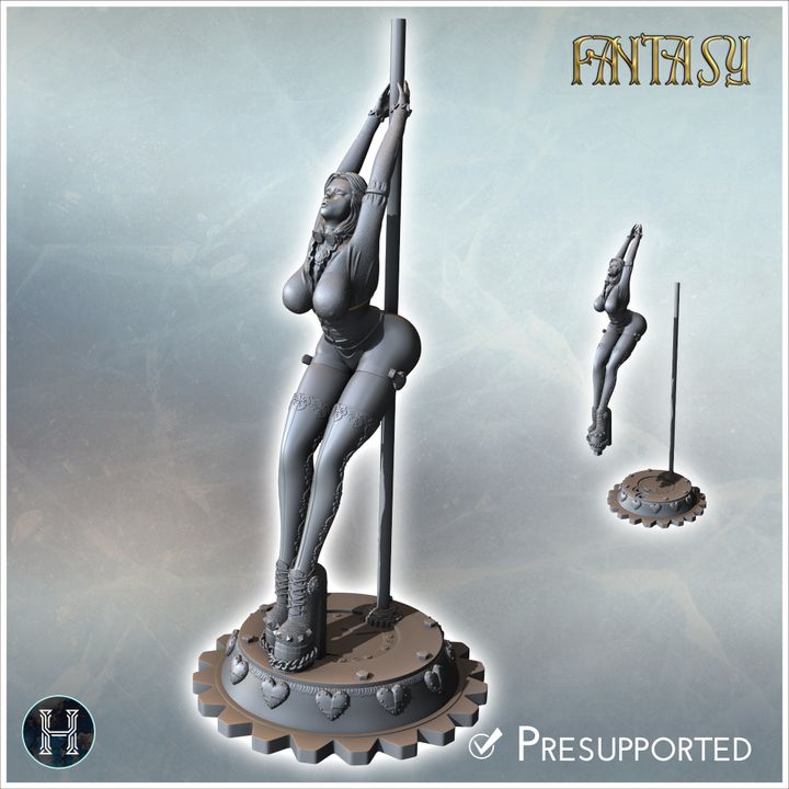 Woman standing against pole dance bar with heels (23) (NSFW) - NSFW Girl Sexy Collectible Hentai RPG Hot Miniatures Female Tabletop image