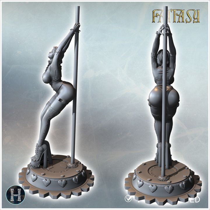Woman standing against pole dance bar with heels (23) (NSFW) - NSFW Girl Sexy Collectible Hentai RPG Hot Miniatures Female Tabletop image