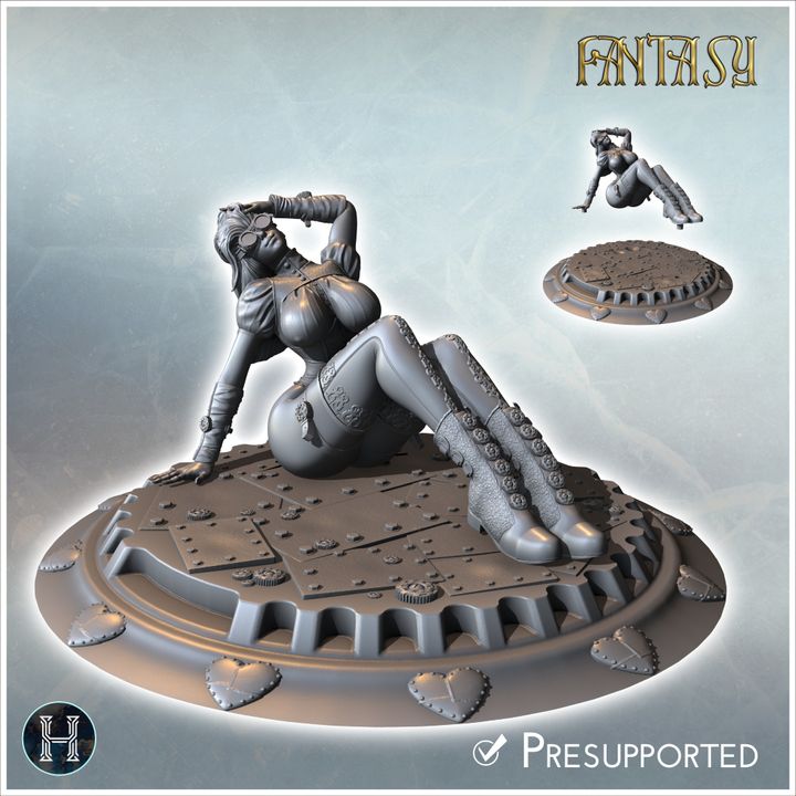 Sexy steampunk woman seated with glasses (26) - NSFW Girl Sexy Collectible Hentai RPG Hot Miniatures Female Tabletop