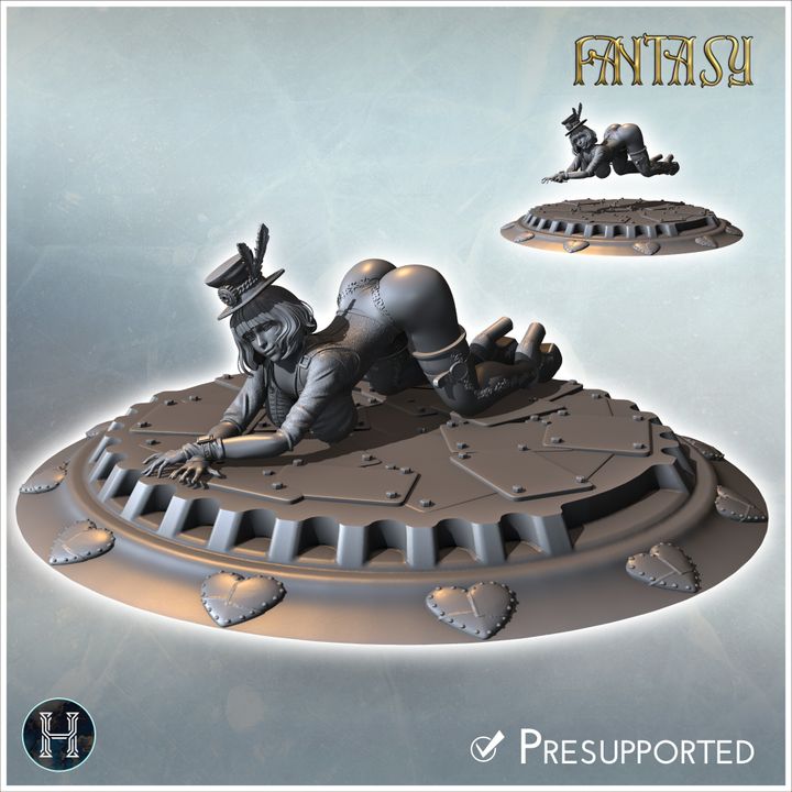 Sexy steampunk woman on floor with top hat and heels (27) (NSFW) - NSFW Girl Sexy Collectible Hentai RPG Hot Miniatures Female Tabletop image