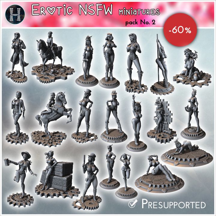 Erotic NSFW miniatures pack No. 2 - NSFW Girl Sexy Collectible Hentai RPG Hot Miniatures Female Tabletop