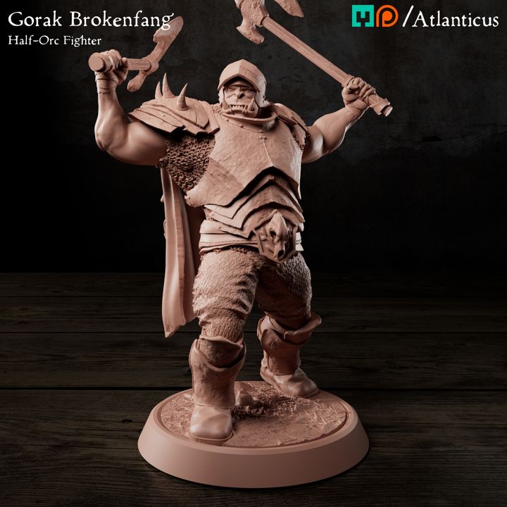 Male Half-Orc Fighter - Gorak Brokenfang - Handaxes