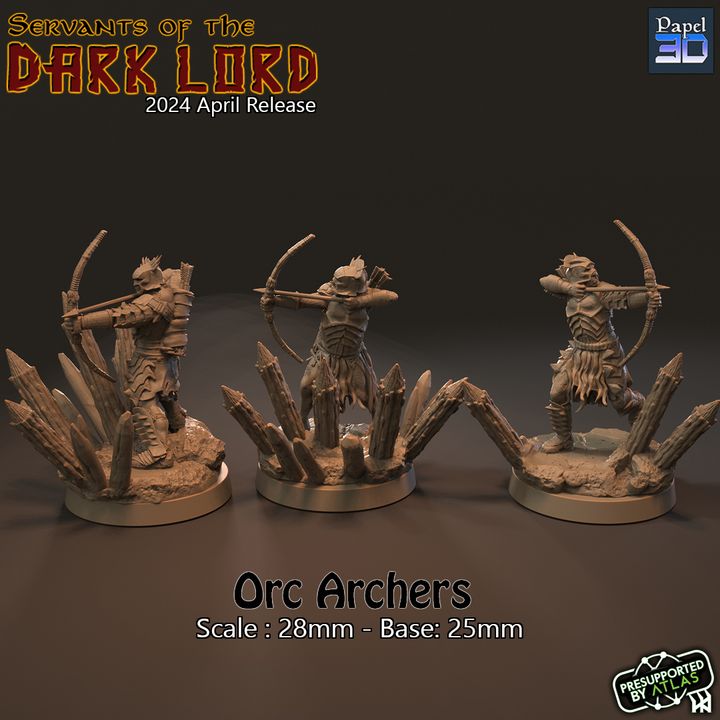 3D Printable Orc Archers By Papel 3D 720X720 Orc Archers