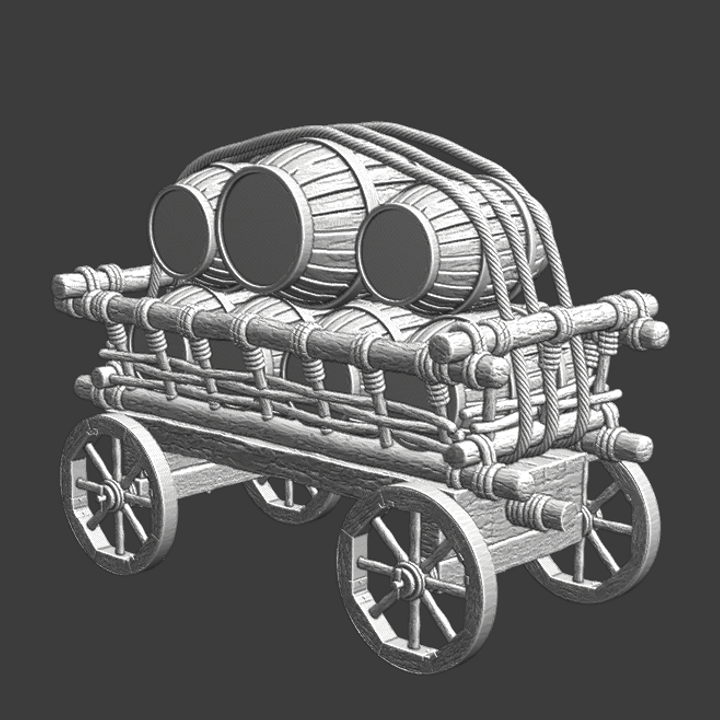 Medieval supply wagon - Wine barrels